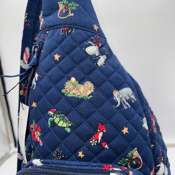 Vera Bradley Sling Bag Snow Globe Motifs Navy Christmas Holiday NWT main image 5